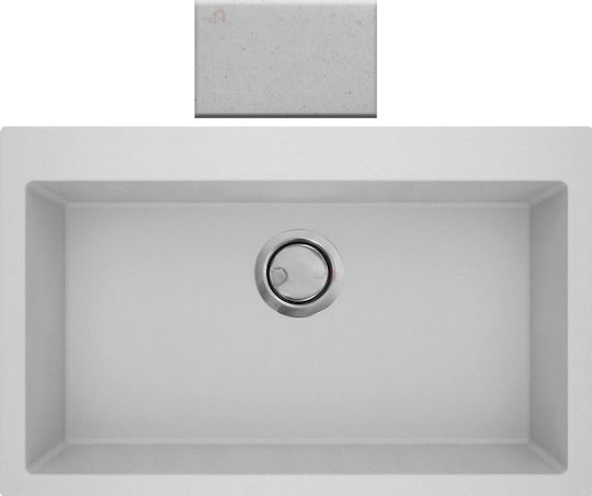 Crown Quadra Einbauspüle aus Flüssiggranit L86 × B50 cm Bianco