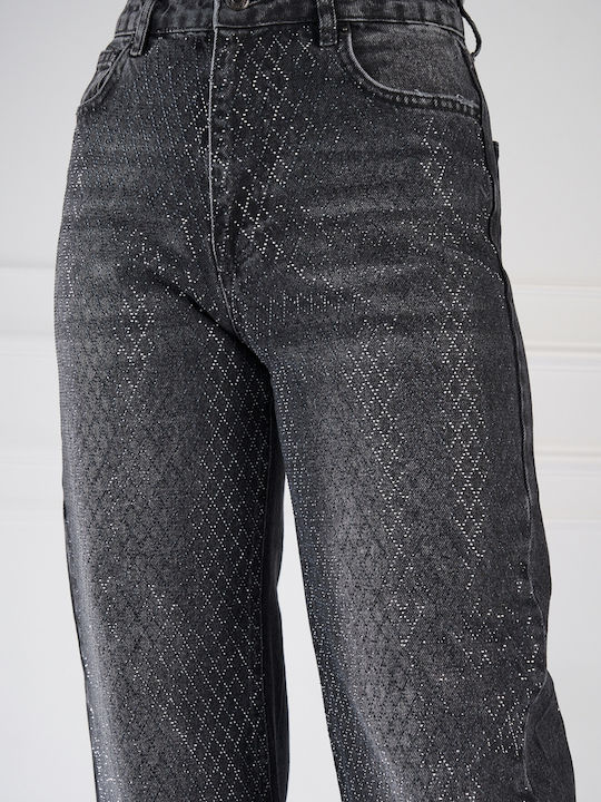 Aiyana Pantaloni Jeans pentru Femei cu Croială Regular Neagră