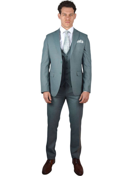 Men's Suit with Vest Green
