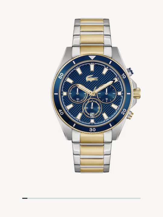 Lacoste Mainsail Men's Watch 43mm Battery Chronograph with Silver Stainless Steel Bracelet