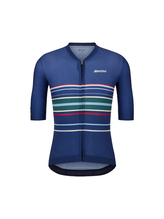 Santini Tricou De Ciclism Cu Mâneci Scurte Pentru Bărbați Albastru