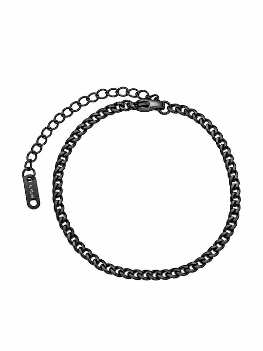 Theodora's Jewellery Brățară Cubană din Oțel Inoxidabil Jt-B052-Neagră