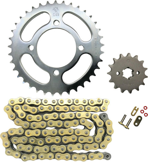 Chain and Sprockets 428HRO 37T 15T Yamaha Crypton 105 Gold O-Ring JT Black Gold