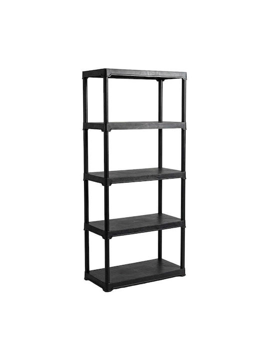 Plastic Shelving Unit with 4 Shelves Black 90x40x176cm