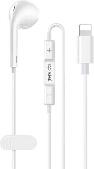 Yesido Yh54 Căști handsfree In-ear cu mufă Lightning Albe
