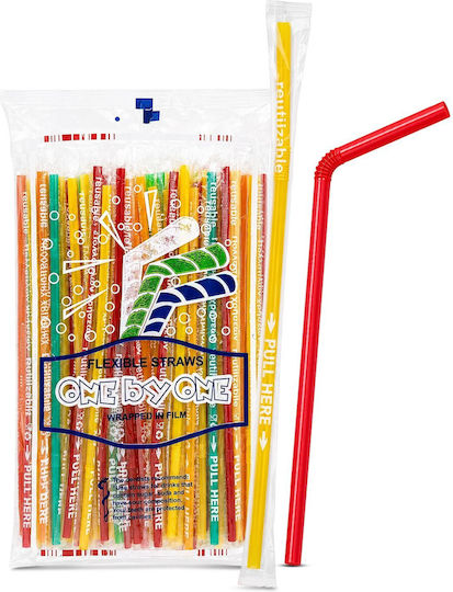 Reusable Plastic Flexible Straws 100 Pieces 24x0.5cm Homie 1011204 1 Piece