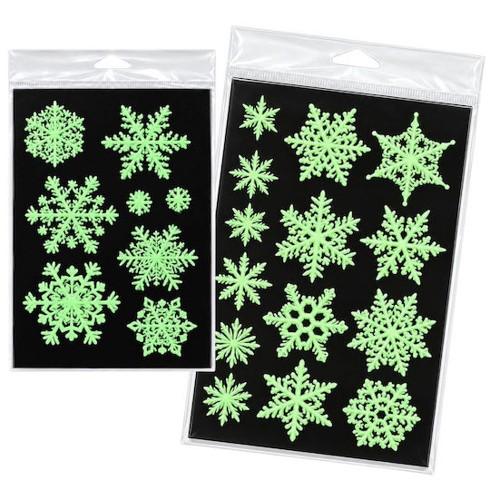 Autocolante Fosforescente pentru Fereastră cu Fulgi de Zăpadă 30x20cm Xmasfest 1134152 P4a