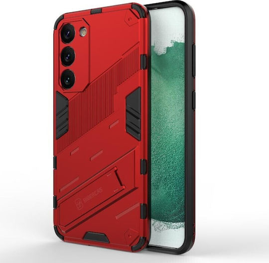 Punk Armor Твърд Калъф със Стойка Червен за Samsung Galaxy S23 Plus 5G