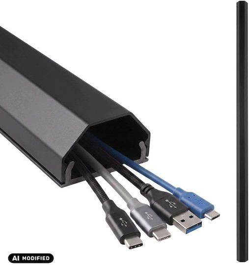 Maclean Black Aluminium Cable Cover Channel 33x18x750mm Mctv-897 B