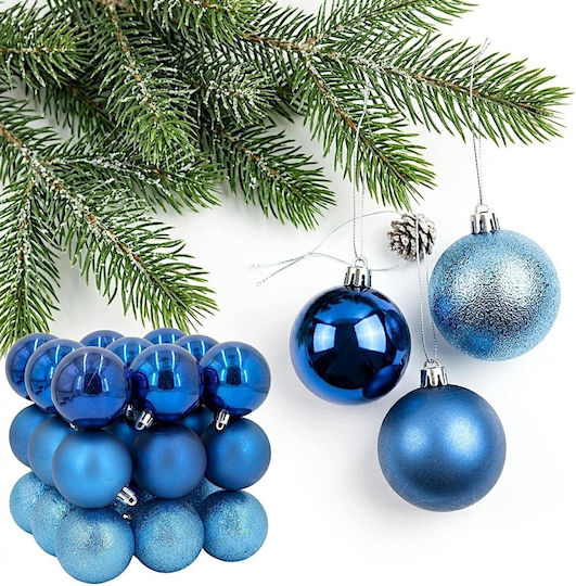 Set mit 27 blauen Kunststoffkugeln 6 cm