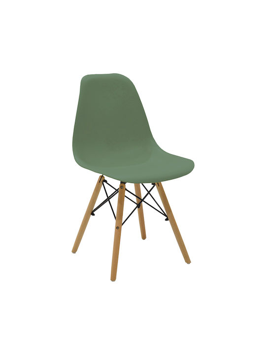 Julita Dining Chair in Polypropylene, Olive Gre...