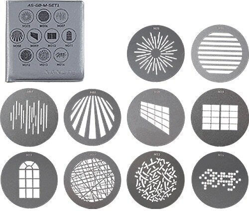 Комплект Nanlite Gobo Размер M 2 Pj-fmm-10 19 36 Pj-fmm-18-36 Pj-bm-25-45 As-gb-m-set2