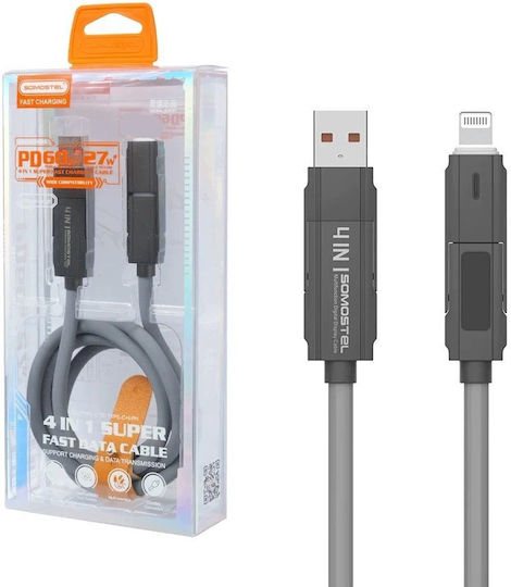 Somostel USB to Type-C / Lightning Cable 3.1A Γκρι
