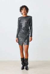 Minos-EMI Rochie Mini cu Volane Gri/Negru
