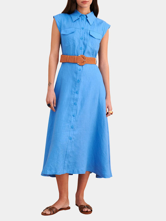 attrattivo Rochie de vară Midi Tip Cămașă Oceanblue
