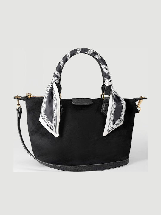Damenhandtasche / Crossbody aus schwarzem Wildleder
