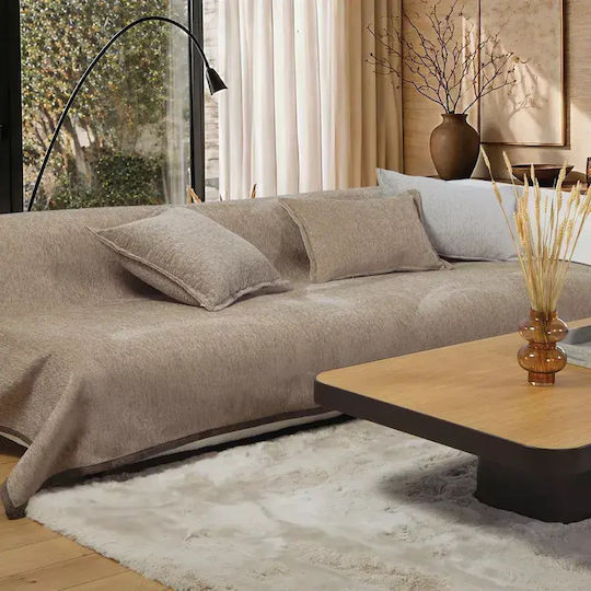 Nef-Nef Homeware Tanger 26 Two-Sided Armchair Throw L180xW180cm Beige-Light Grey Nef-Nef Homeware Tanger 26 Two-Sided Armchair Throw L180xW180cm Beige-Light Grey