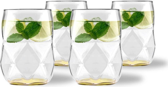 Vialli Design Geo Σετ Ποτήρια Γυάλινα Κίτρινο 450ml 4τμχ