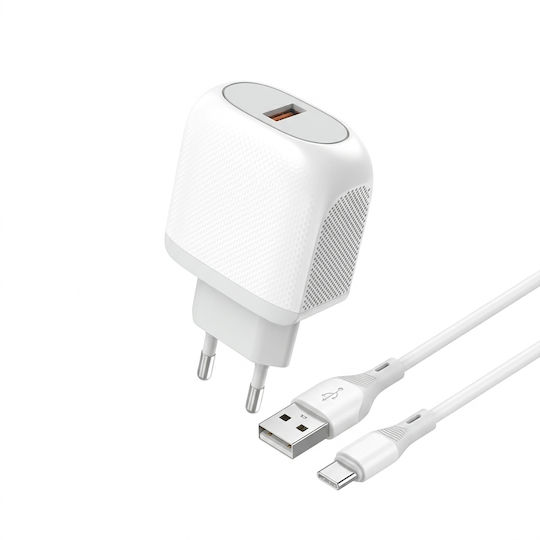 Leewello Зарядно устройство с USB-A порт и USB-C кабел 18 W Quick Charge 3.0 Бял (LW-5024)