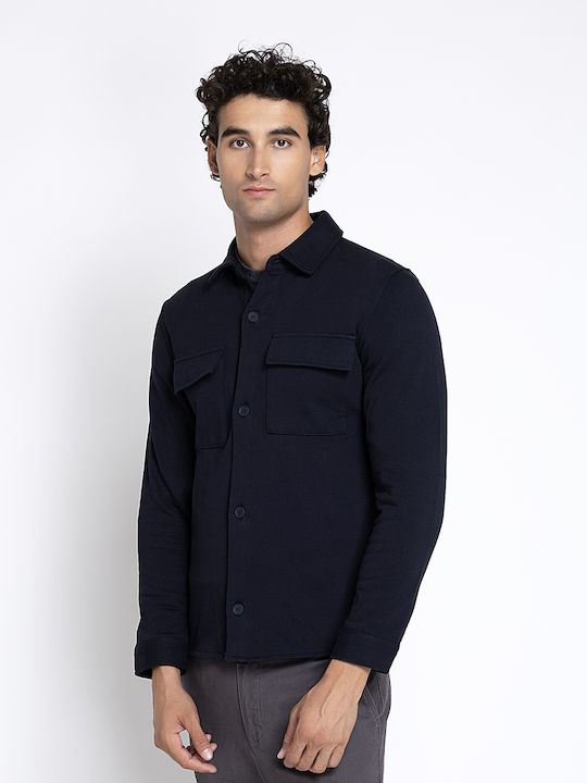 Smart Памучна Overshirt със Стандартна Кройка в Тъмносиньо