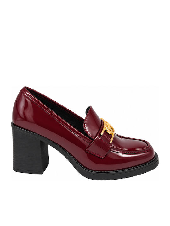 Burgundy Pumps With Chunky High Heels WI-YL254-27HH-MPORN