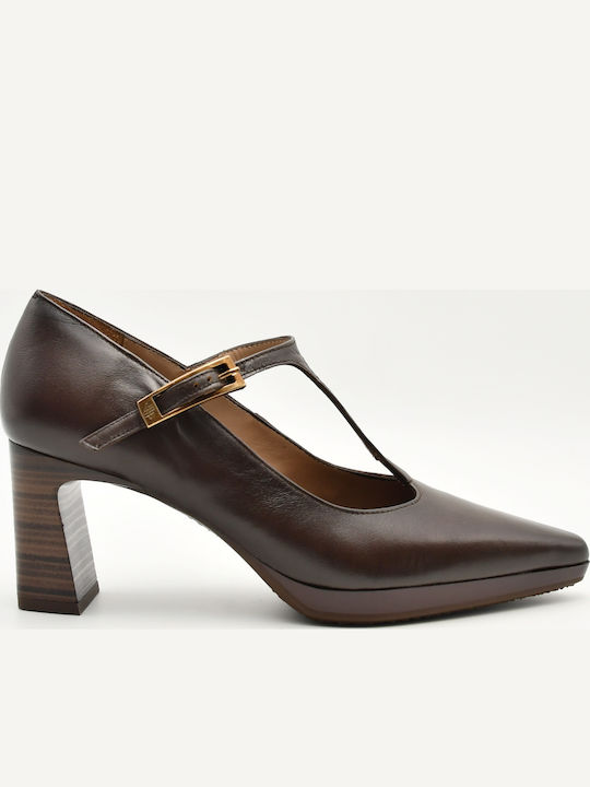 Hispanitas Braune Leder-Pumps mit spitzer Zehen...