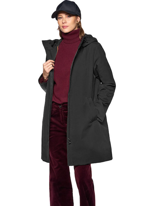 ? No.  not in original. ? I accidentally should give translation only. "?" no.  absent. Romanian: Geacă Parka de Iarnă pentru Femei Black . Black is color should translate Neagră, but title's syntactic: geacă parka neagră de iarnă. Original has Black English; translate. Proper phrase: Geacă Parka de Iarnă pentru Femei Neagră W... maybe Romanian title case. Geacă Parka de Iarnă pentru Femei Neagră awkward. "Geacă Parka de Iarnă pentru Femei, Neagră" punctuation not original. Could say "Geacă Parka Neagră de Iarnă pentru Femei W..." Need no punctuation. Geacă Parka Neagră de Iarnă pentru Femei