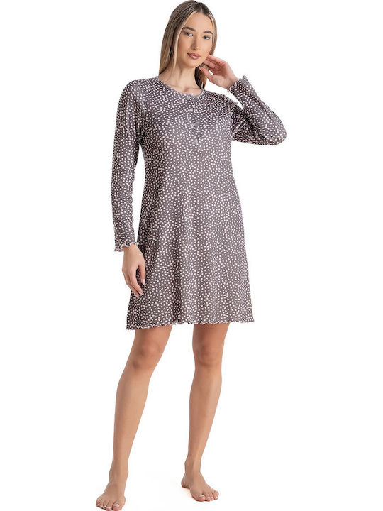 Relax Anatomic Зимна Дамска Нощница Сива 3426025-Сива