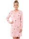 Donna Winterliches Damen-Nachthemd Rosa