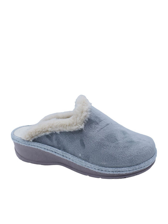 Anatomische Damen-Clogs Hausschuhe mit Fell Grau