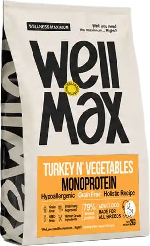 Wellmax Grain-Free Adult Turkey Monoprotein Hypoallergenic Dry Dog Food 2kg