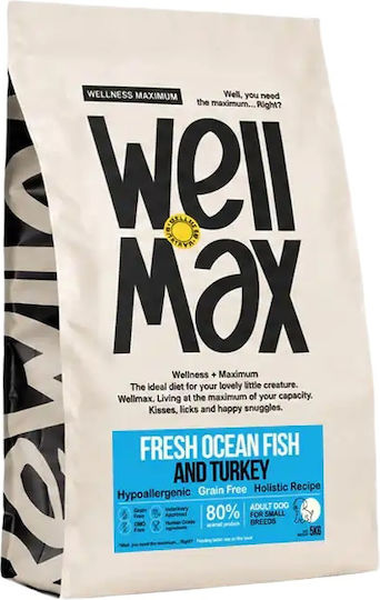 Wellmax Grain-Free Dry Dog Food for Small Breeds, Fresh Ocean Fish and Turkey, Hypoallergenic, 5 kg