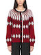 Women's Knitted Cardigan with Red-Black Buttons