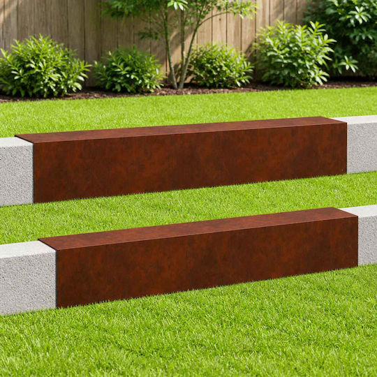 Garden Border Edging 2 Pcs 100 x 15 x 15 cm 8012974 Rusty