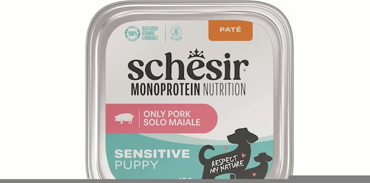Schesir Nassfutter für Welpen mit Schweinefleisch und Fleisch 150 g