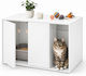 Relaxdays Шкаф за котешка тоалетна 10054272_49 с меламиново покритие, 2 врати с механизъм push-to-open без дръжки, страничен вход, вентилационни отвори, бял, 50 x 80 x 50 cm, максимална товароносимост 60 kg