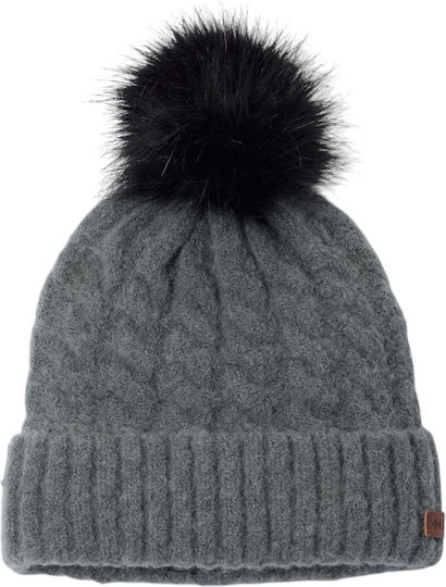 Winter Blur Pom Pom Beanie Unisex Fleece Knitted Beanie in Grey