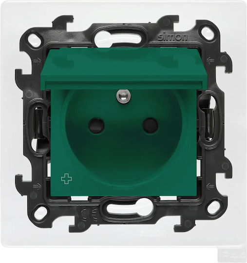 Kontakt-Simon Single Power Socket with Green Lid