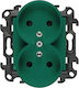 Kontakt-Simon Double Flush-Mounted Power Socket with Green Cover
