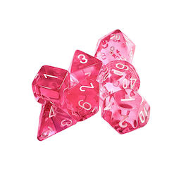 Set 7 Polyeder Durchsichtige Würfel Pink Weiß C...