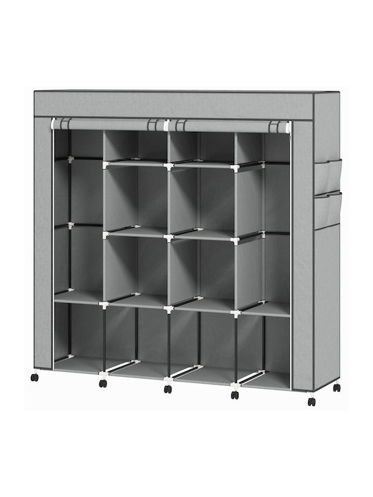 HomCom Fabric Wardrobe with Zipper and Shelves in Grey