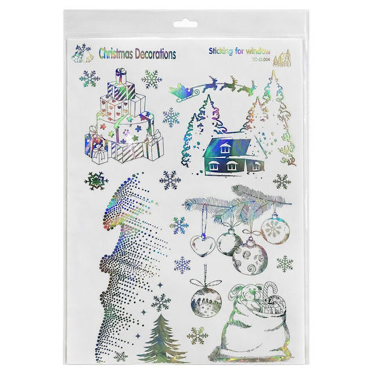 Иридесцентни Коледни Стикери за Стъкло 48x32cm Xmasfest 1134155 P4a