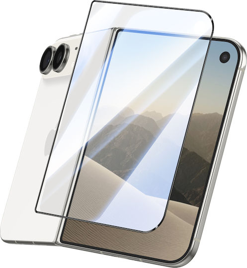 Avizar Folie de Sticlă Călită pentru Ecranul Exterior iPhone Duo 9h Antizgârieturi Neagră Transparentă