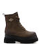 Any Icon Damen-Kampfstiefel mit Mittelhohem Absatz Braun