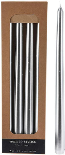 Koopman Dekorative Kerzen Silber 30 cm 4 Stück