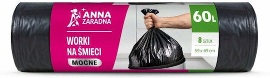 Trash Bags 60L Capacity 59x69cm 8pcs Black
