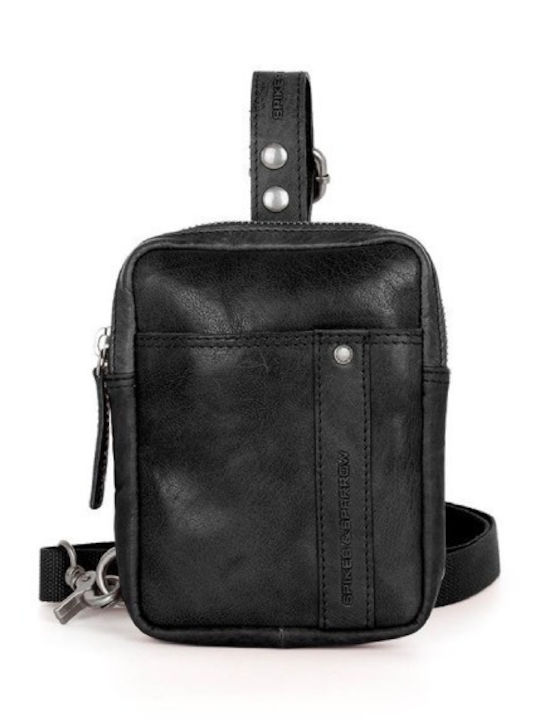 Leather Men's Sling Bag Black