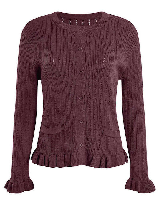 Celestino Women's Slim Fit Ruffle Cardigan Burg...