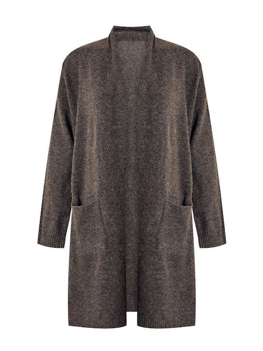 Celestino Women's Long Cardigan With Pockets Brown
