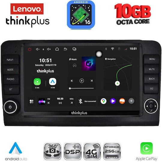 Lenovo Auto-Audiosystem für Mercedes-Benz ML / GL-Klasse BMW X2 / X6 2005–2011 (Bluetooth/USB/WiFi/GPS/Apple CarPlay/Android Auto) mit 9"-Touchscreen